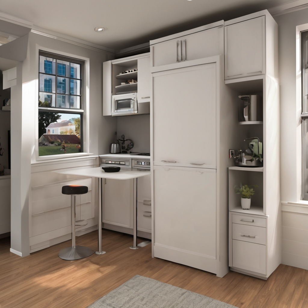 ADU kitchens with extremely limited space, a fold-away or Murphy bed