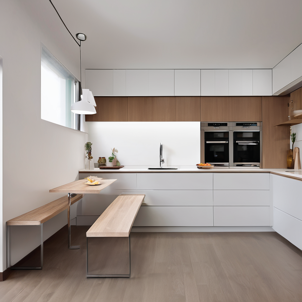 ADU kitchens with Built-In Benches - minimalist design